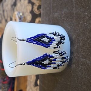 Vintage Native American Style  Beaded Dangle Earrings